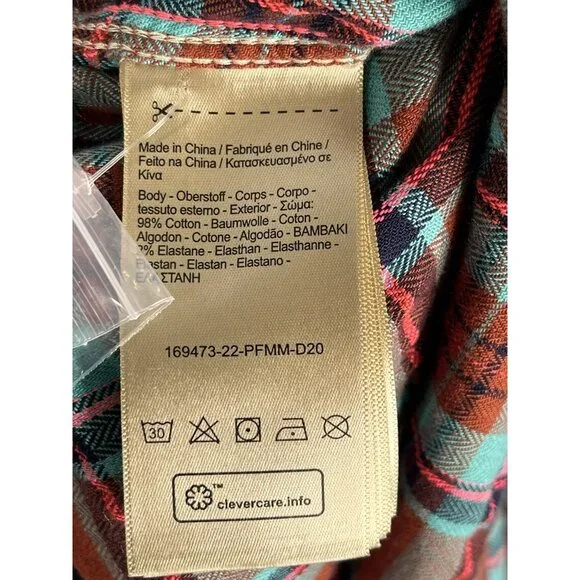 SCOTCH AND SODA AMSTERDAM Men's Burnt Orange Turquoise Plaid Button Down Large - Picture 4 of 6